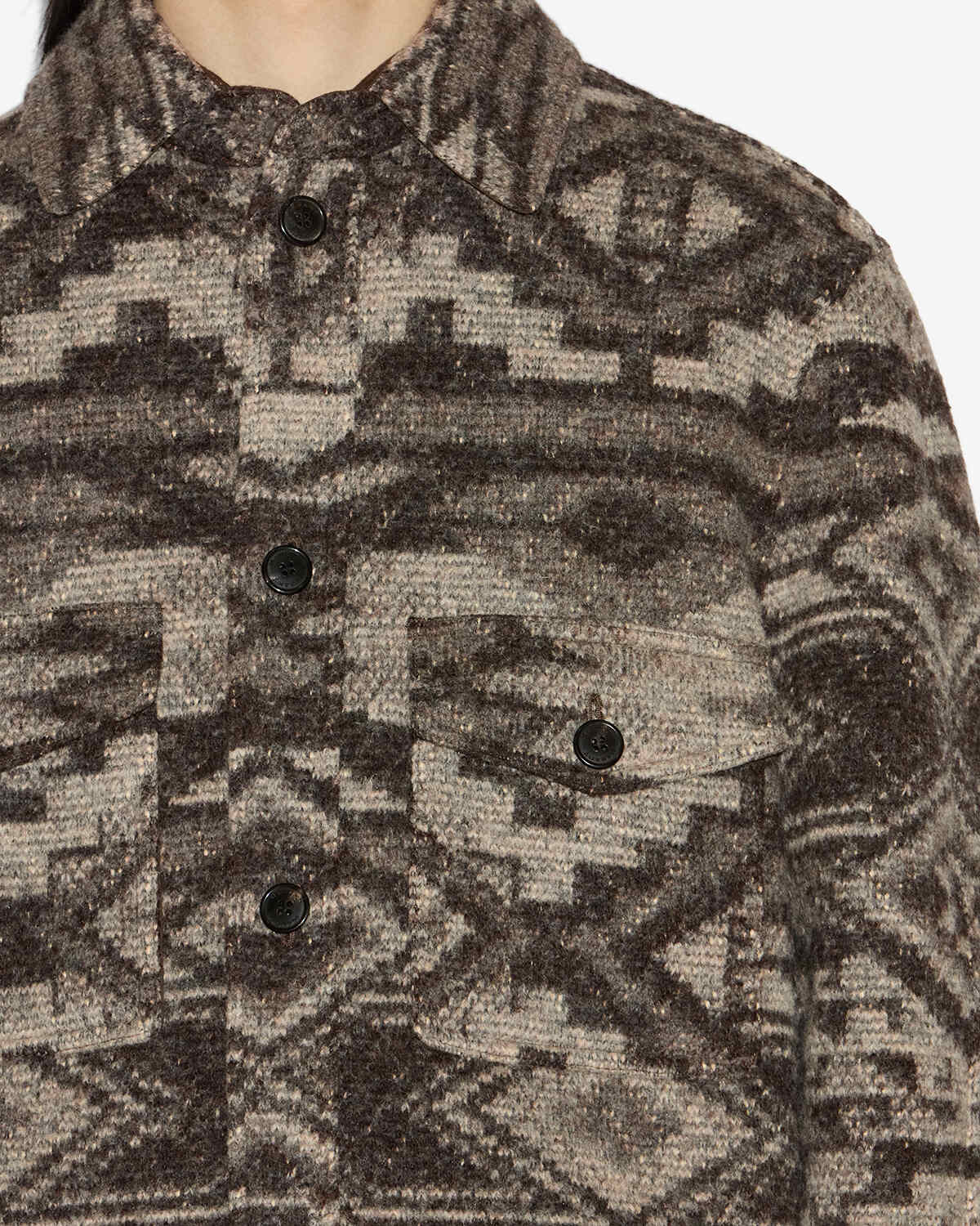 Kervon patterned wool blend jacket - Dark brown - Man - 2