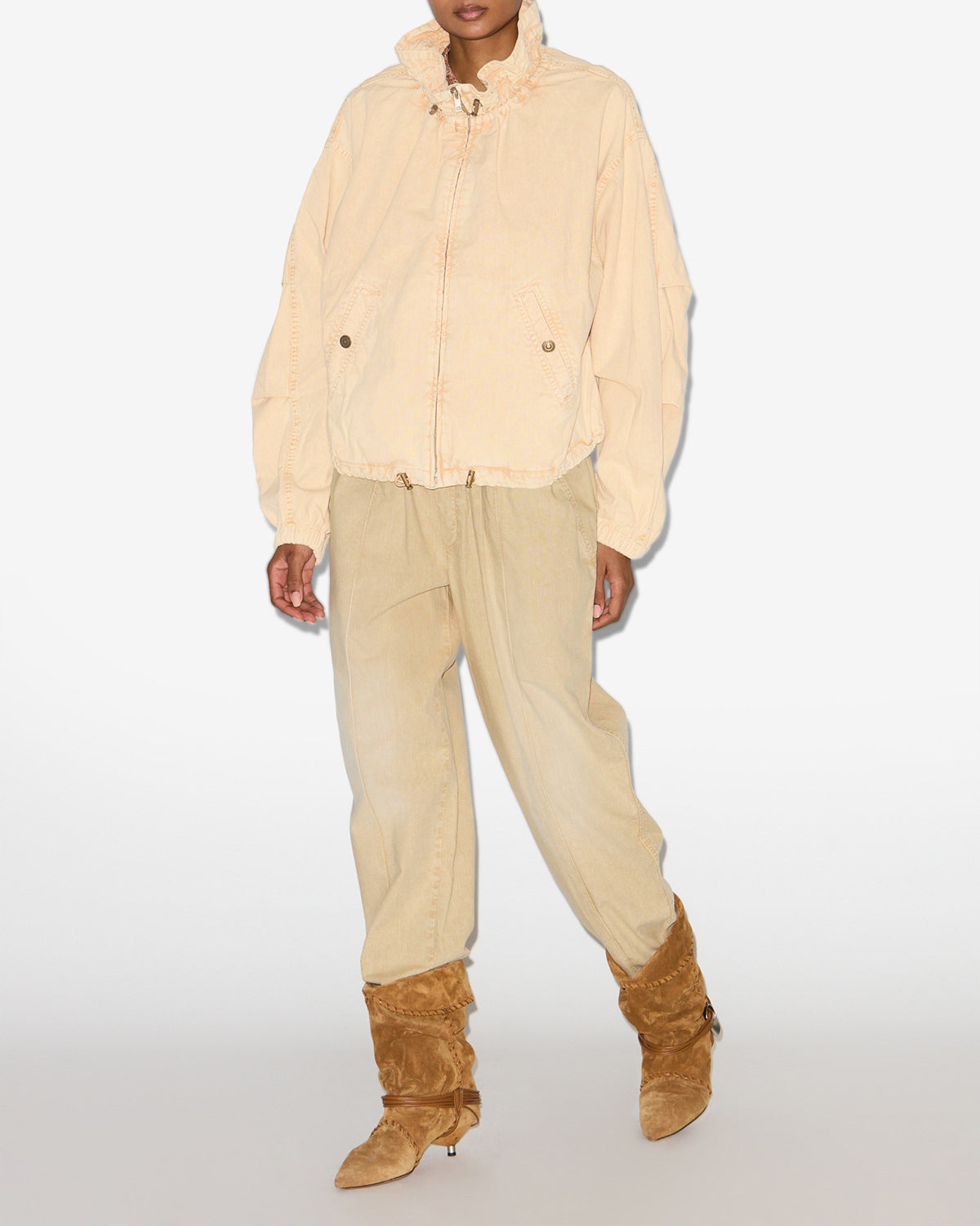 Chaqueta corta plume de cambray - Beige - Woman - 1