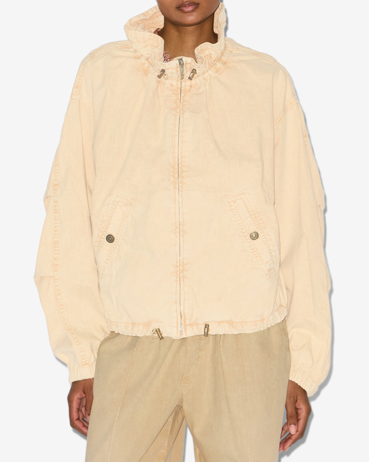 Chaqueta corta plume de cambray - Beige - Woman - 3