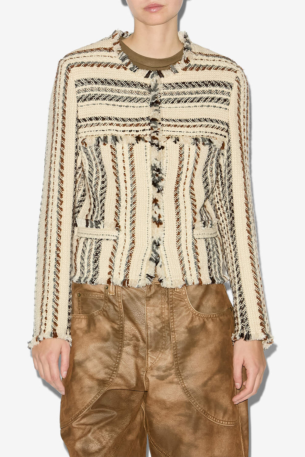 Gestreifte jacke izaria - Naturfarben - Woman - 4