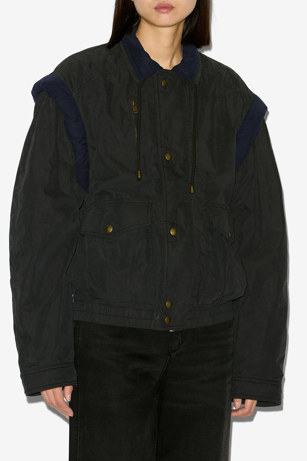 Bicolorer blouson desha aus baumwolle - Schwarz gewaschen - Woman - 4