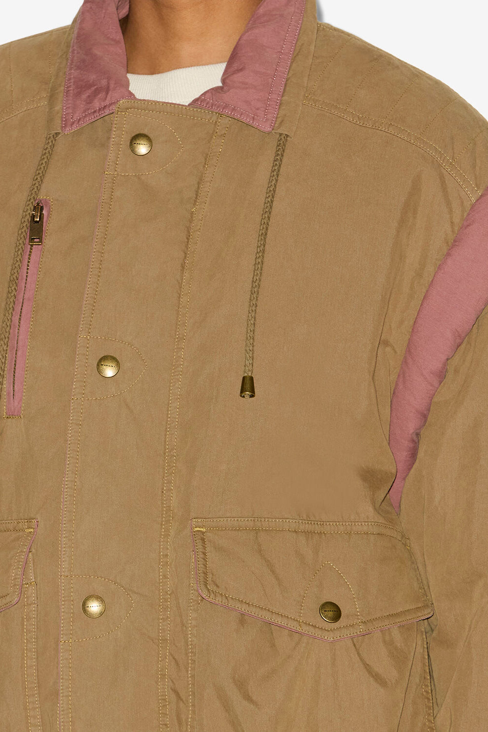 Zweifarbiger blouson deshau aus baumwolle - Khaki - Woman - 3