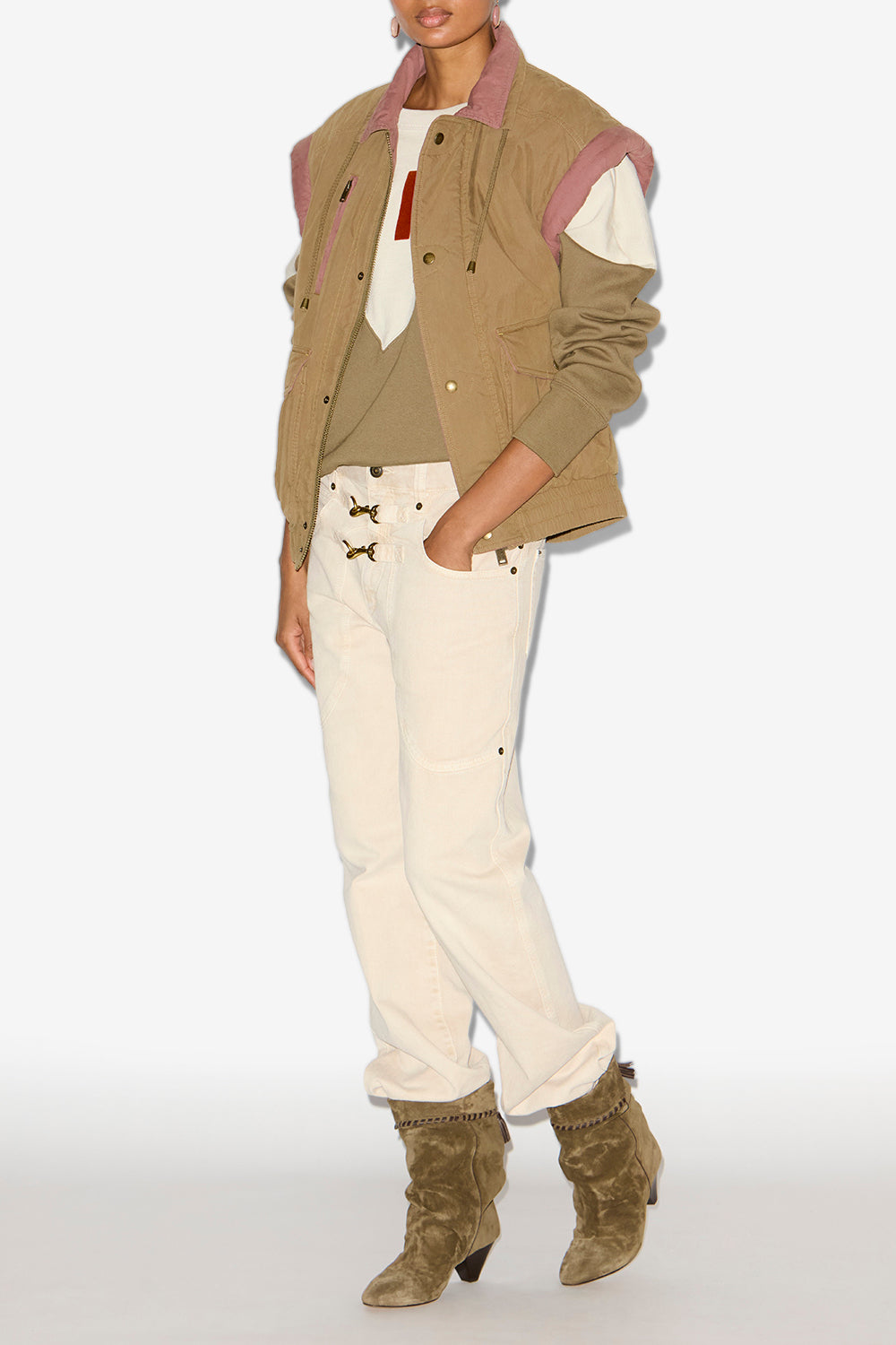 Zweifarbiger blouson deshau aus baumwolle - Khaki - Woman - 2