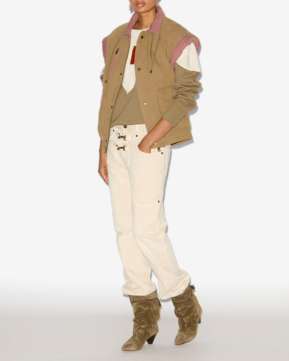 Desha two-toned cotton jacket - Khaki - Woman - 1