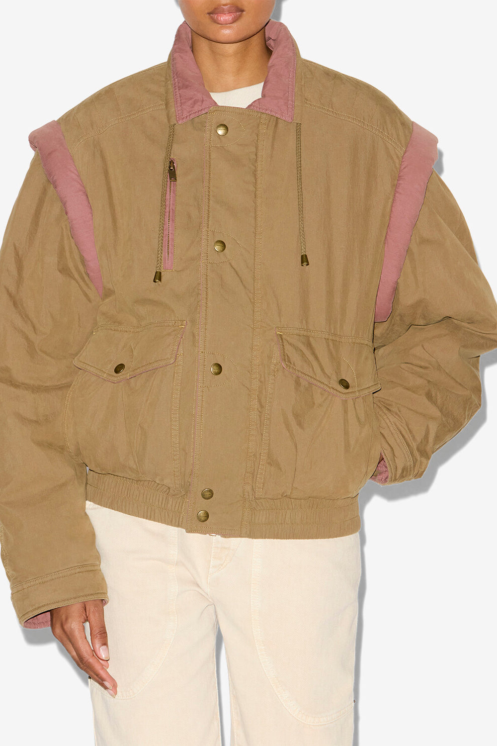 Zweifarbiger blouson deshau aus baumwolle - Khaki - Woman - 4