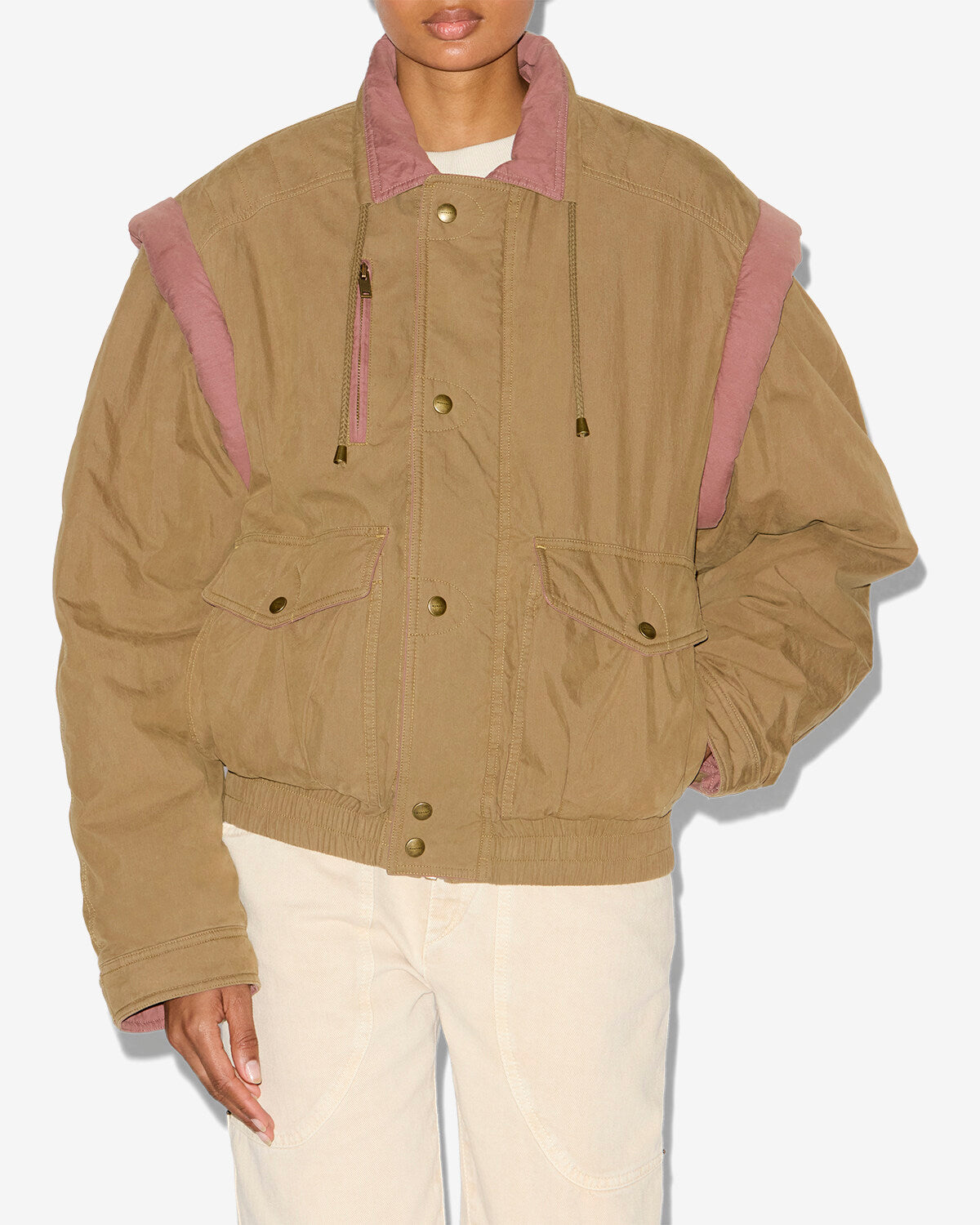 Desha two-toned cotton jacket - Khaki - Woman - 3