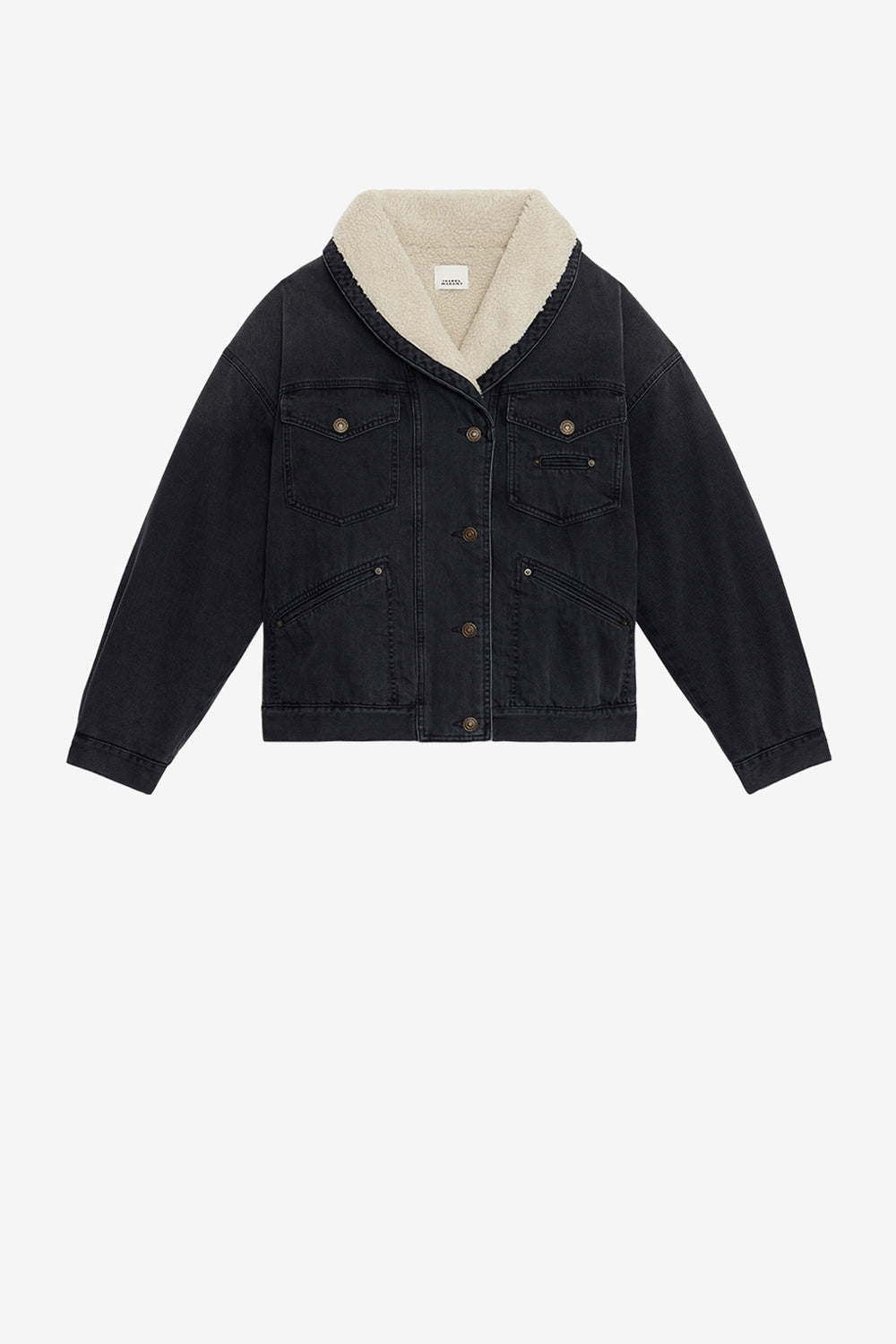 Jacke pimia aus denim und kunstpelz - Schwarz gewaschen - Woman - 1