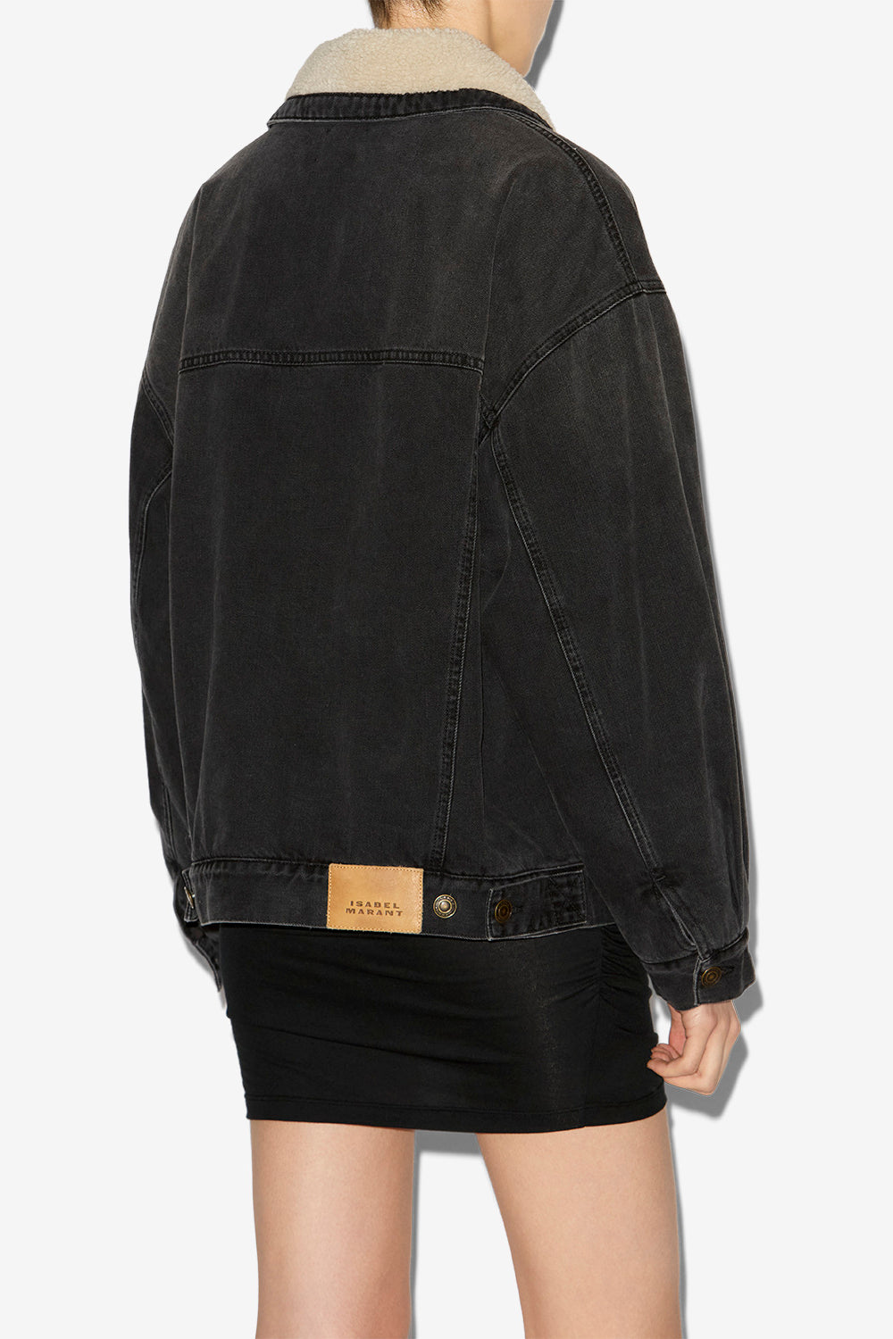 Jacke pimia aus denim und kunstpelz - Schwarz gewaschen - Woman - 5