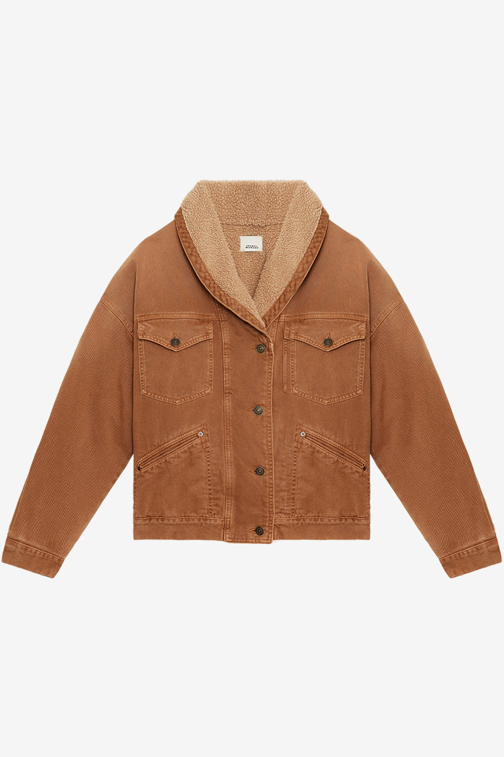 Veste pimia en denim et fausse fourrure - Ocre - Woman - 1