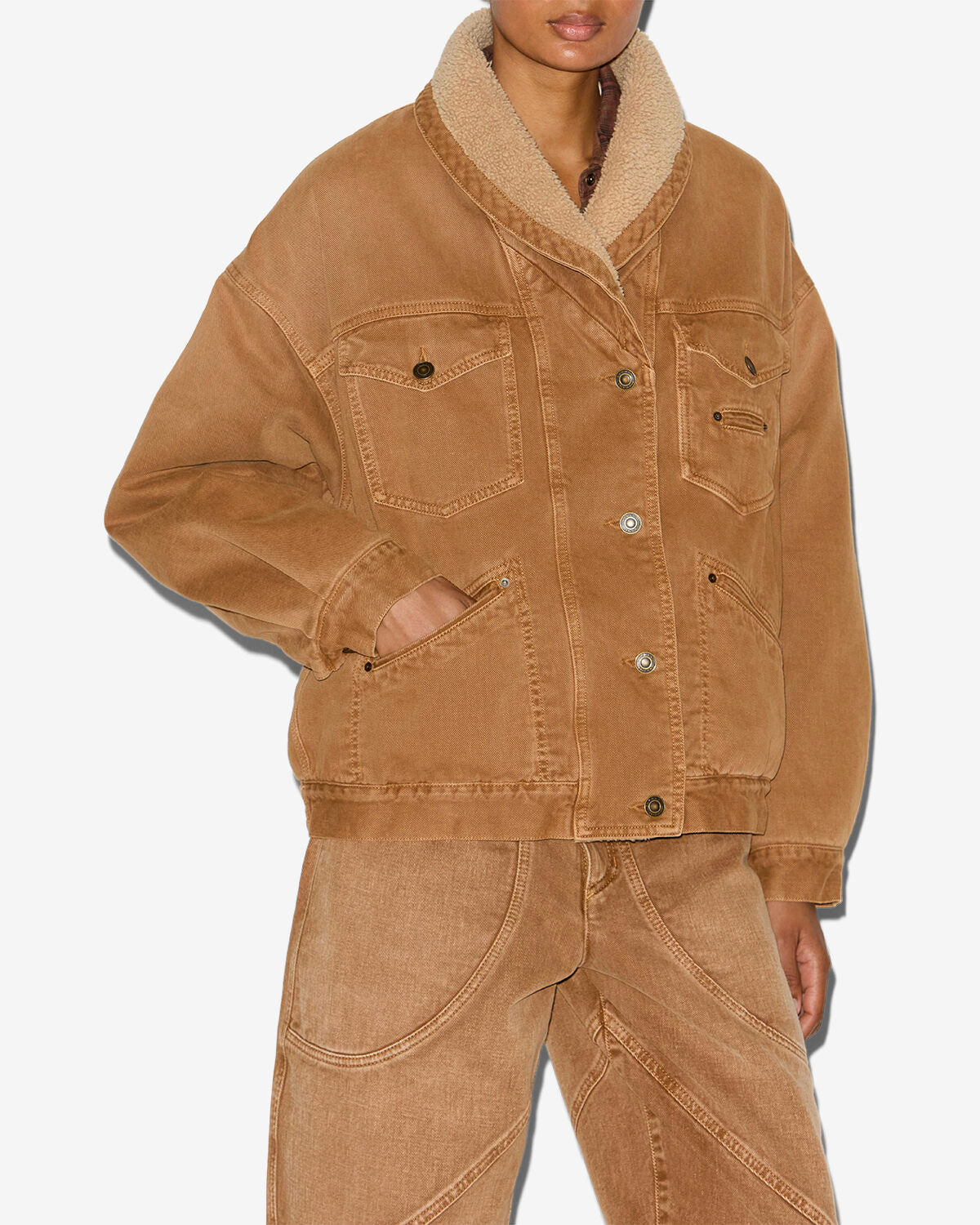 Pimia デニム＆フェイクファー製 ジャケット - Ochre - Woman - 3