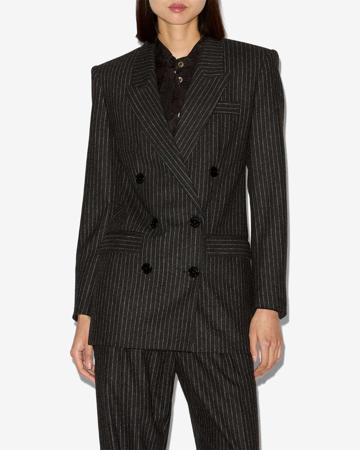 Giacca tailleur jevima in lana a righe - Anthracite - Woman - 3