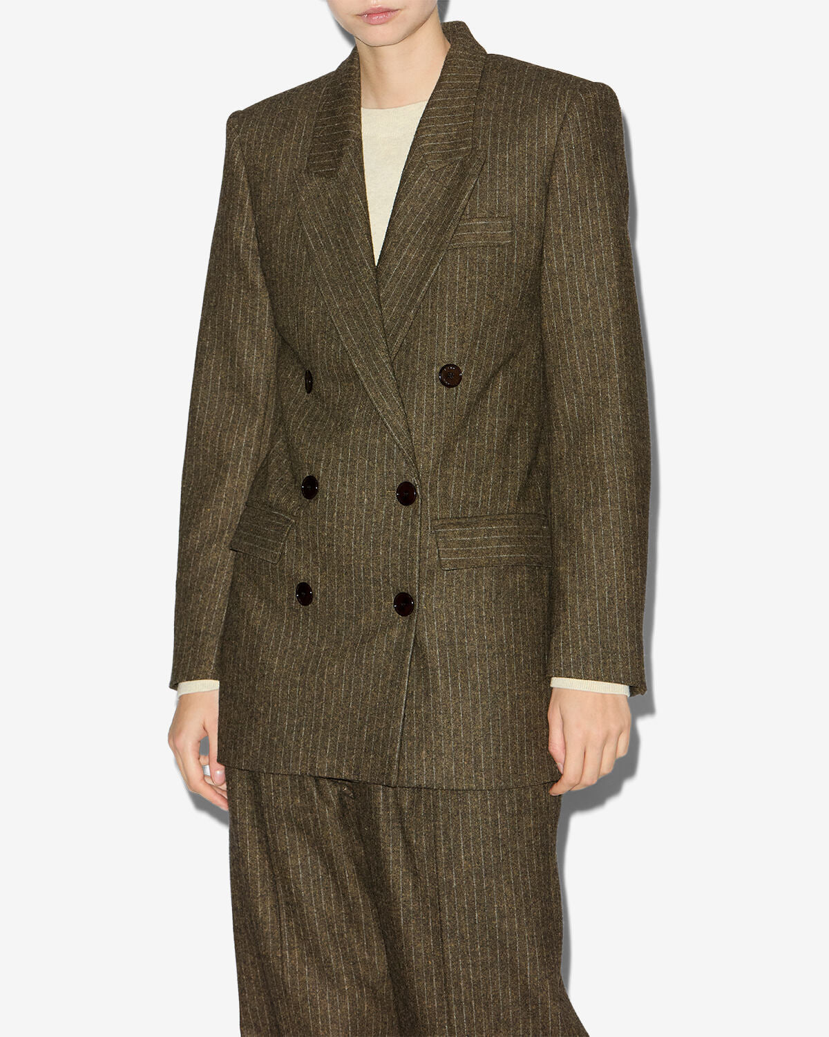 Gestreifter blazer jevima aus wolle - Dark bronze - Woman - 3