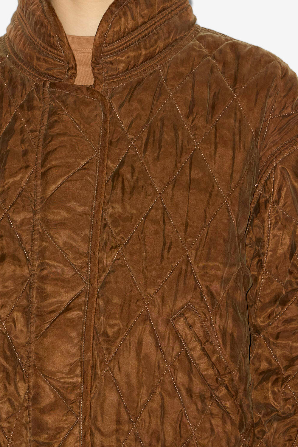 Jacke zakiane aus gestepptem satin - Tabacco - Woman - 3