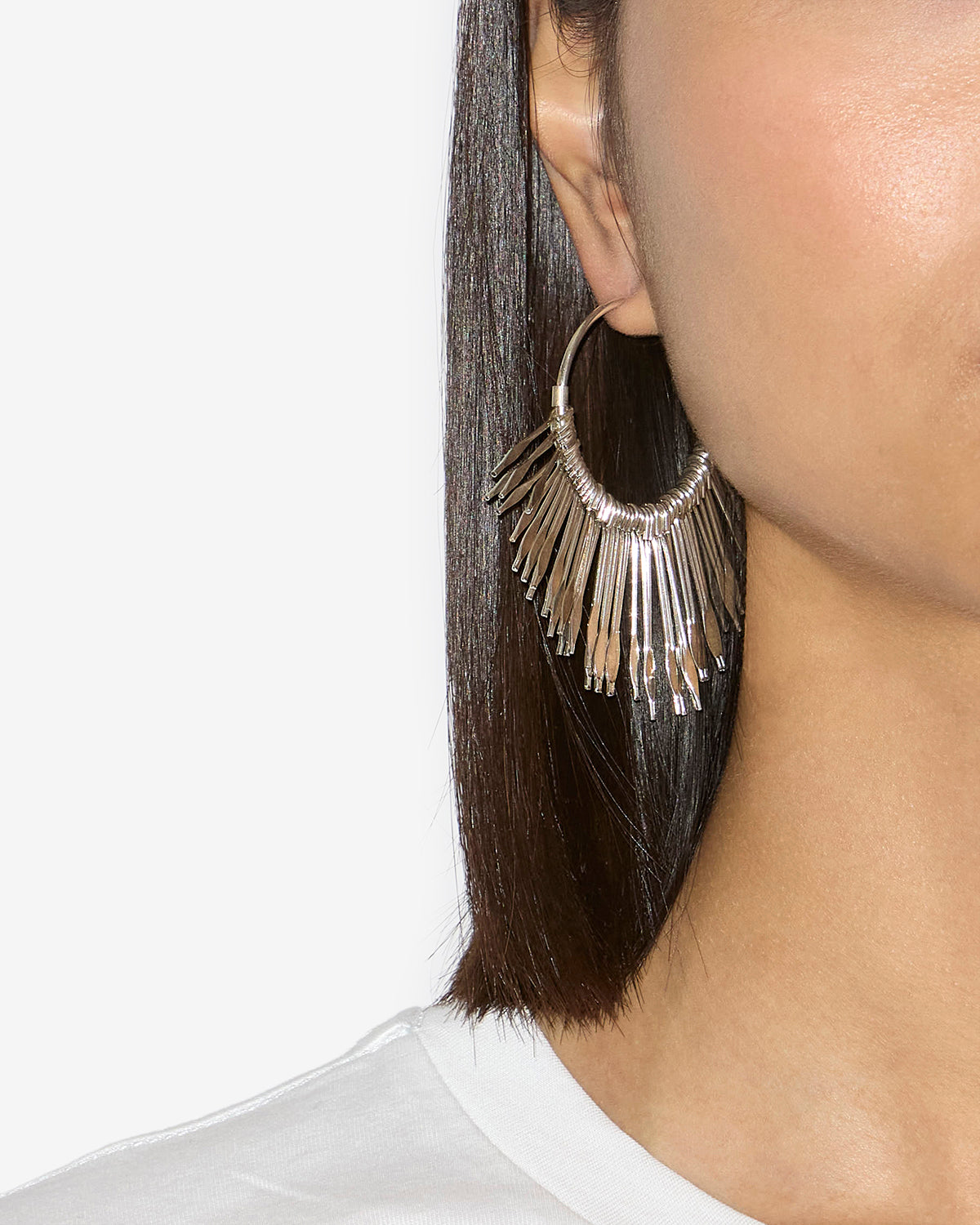 Pendientes de aro aria de latón plateado - Plata - Woman - 2