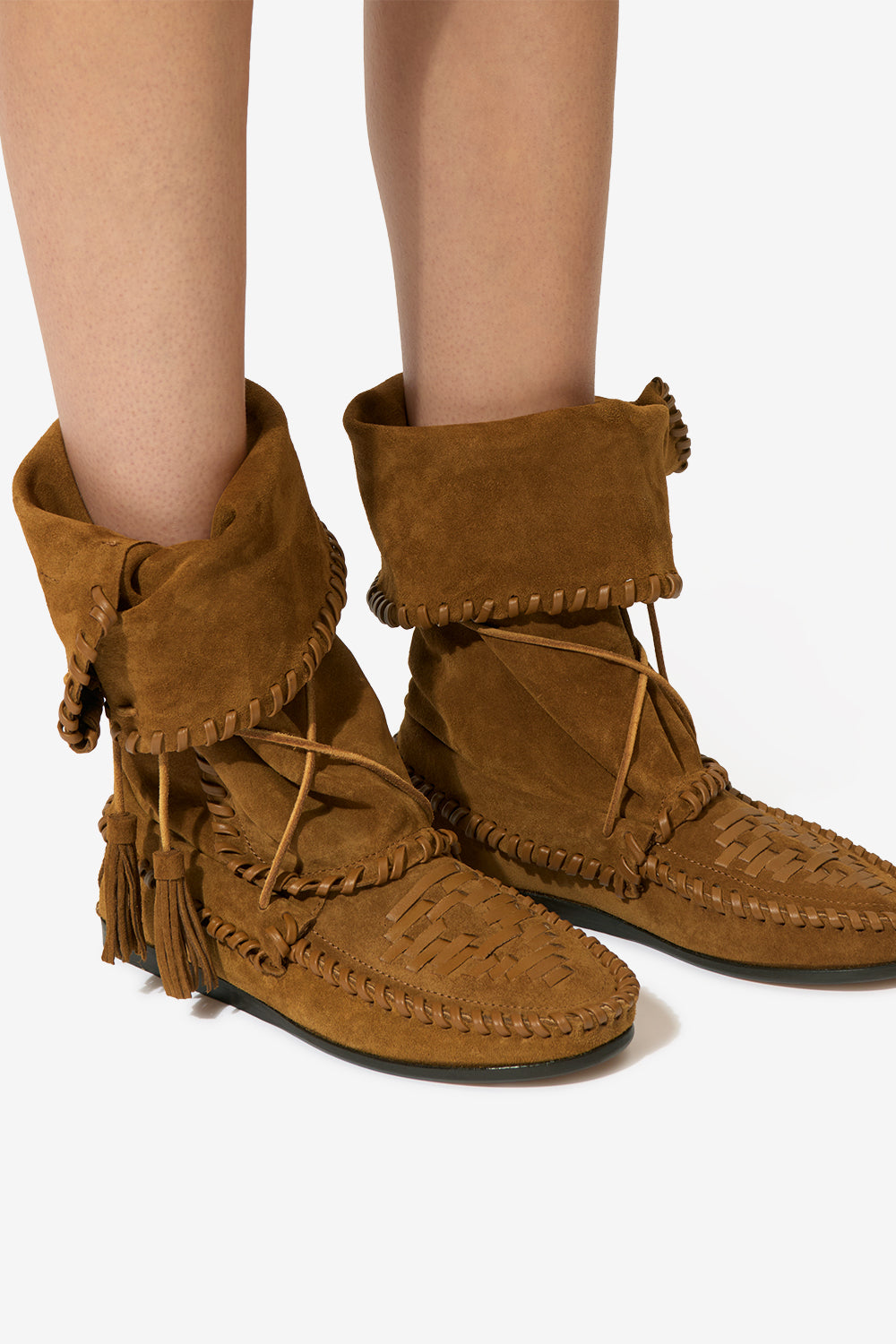 Winki braided leather boots - Cognac - Woman - 5