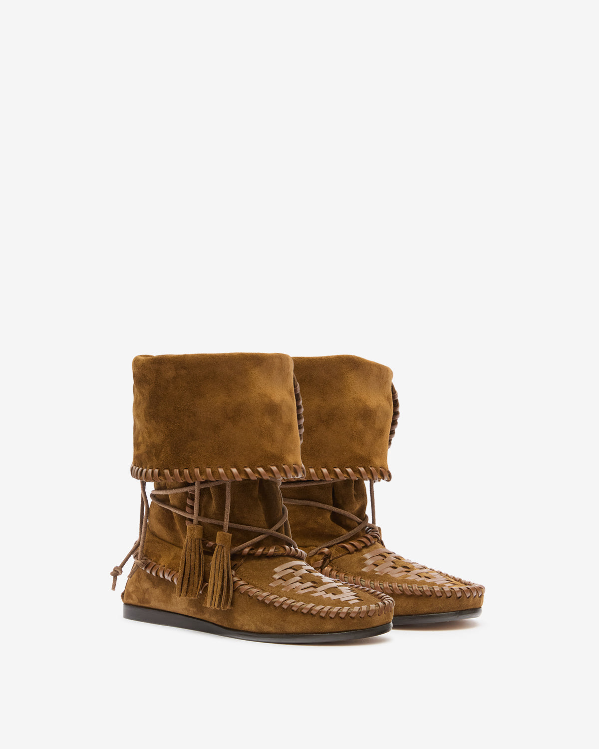 Winki boots in braided and suede leather - Light bronze - Woman - 3