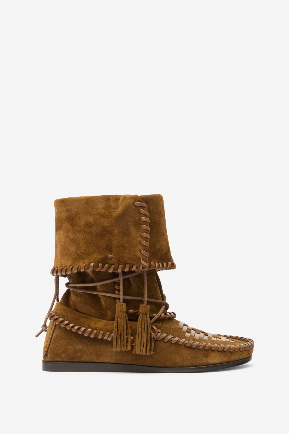 Winki boots in braided and suede leather - Light bronze - Woman - 1