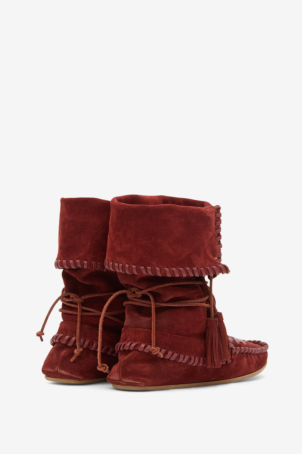 Botas winki de ante y piel trenzada - Burdeos - Woman - 2