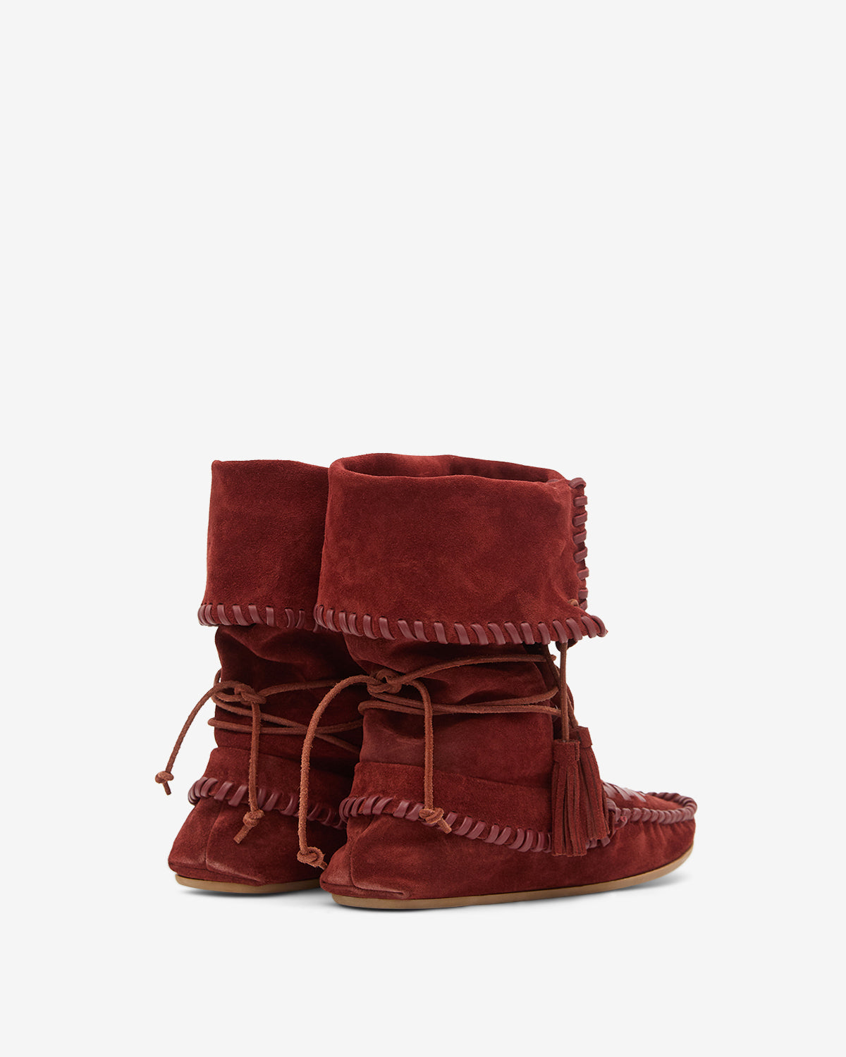 Bottes winki en cuir suédé et tressé - Bordeaux - Woman - 2