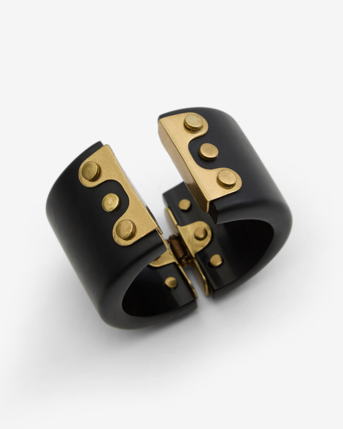 Manschettenarmband hoda auf harz und messing - Black-light brass - Woman - 3