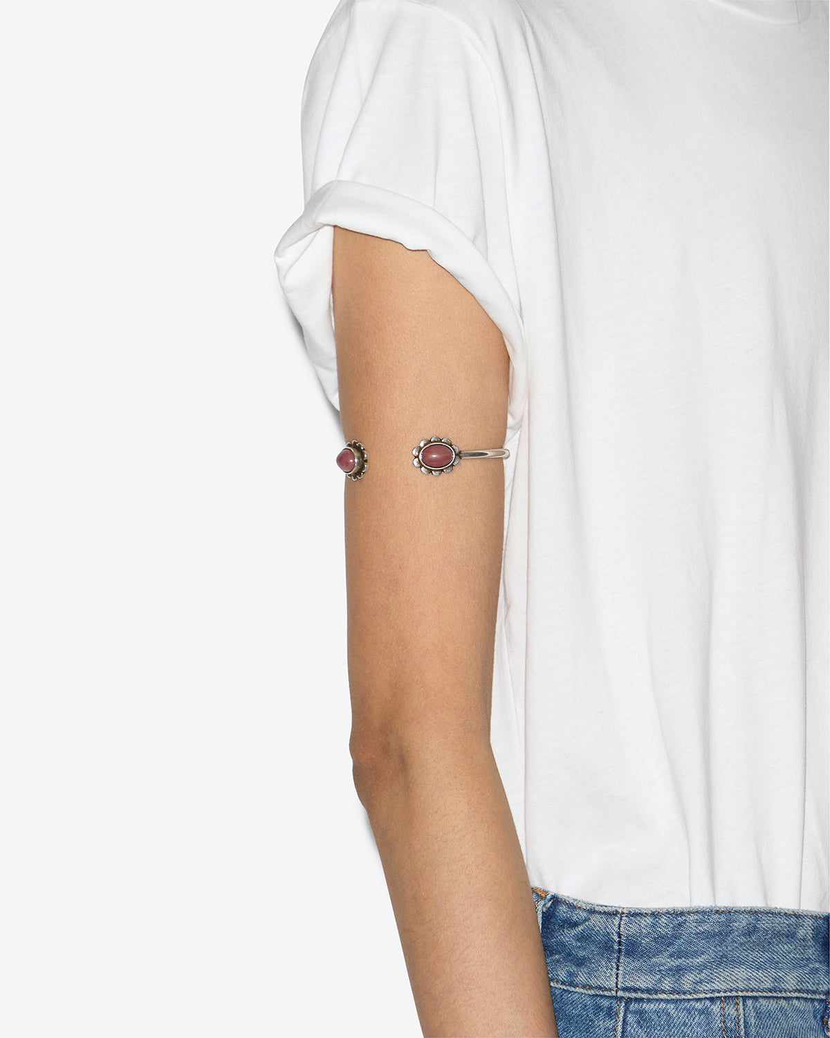 Bracelet de bras hana en laiton et pierres - Bois de rose-argenté - Woman - 2