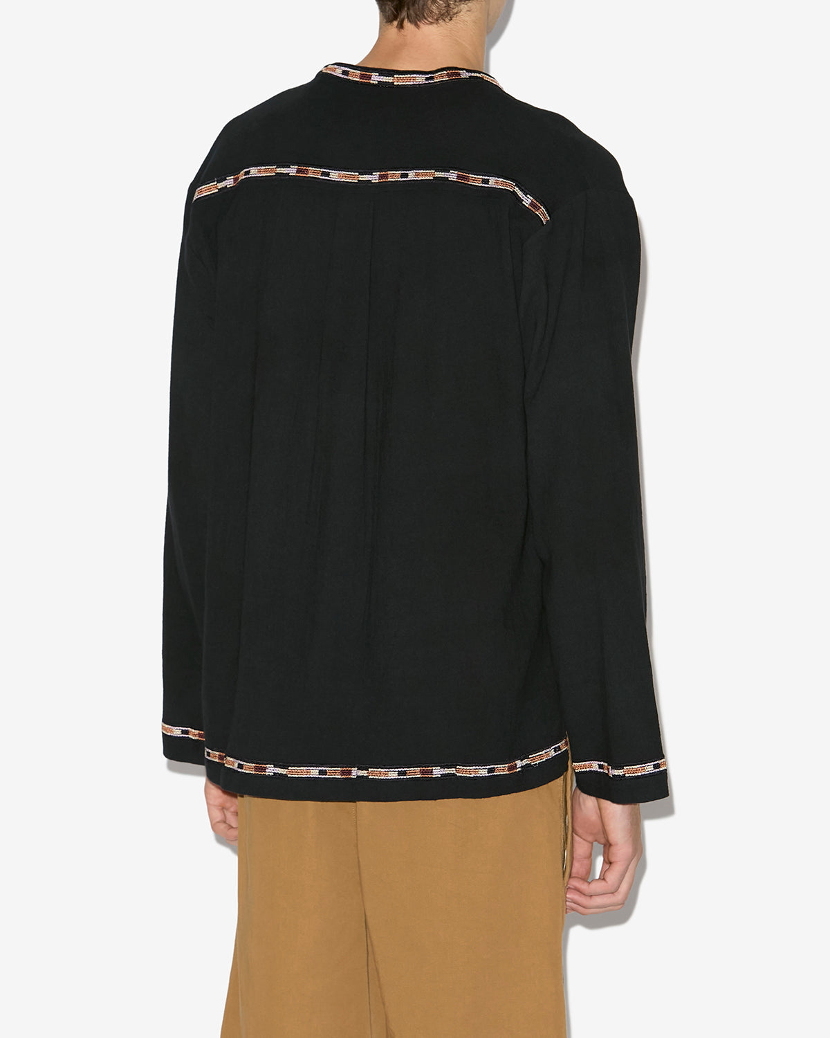 Zelie embroidered cotton blouse - Black - Man - 4
