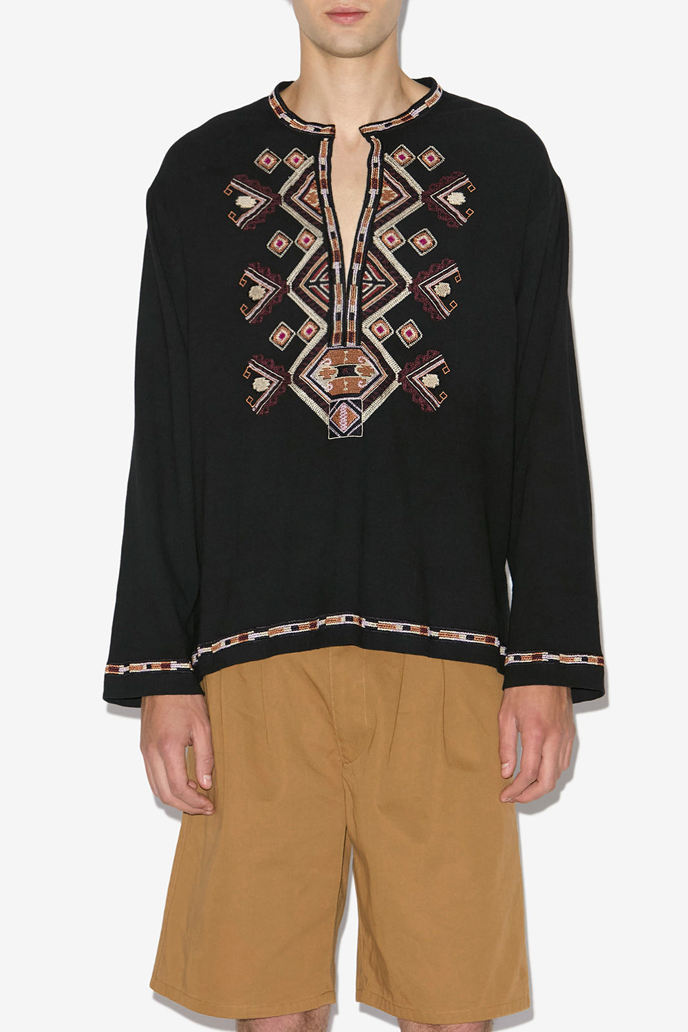 Blusa zelie de algodón bordado - Negro - Man - 4