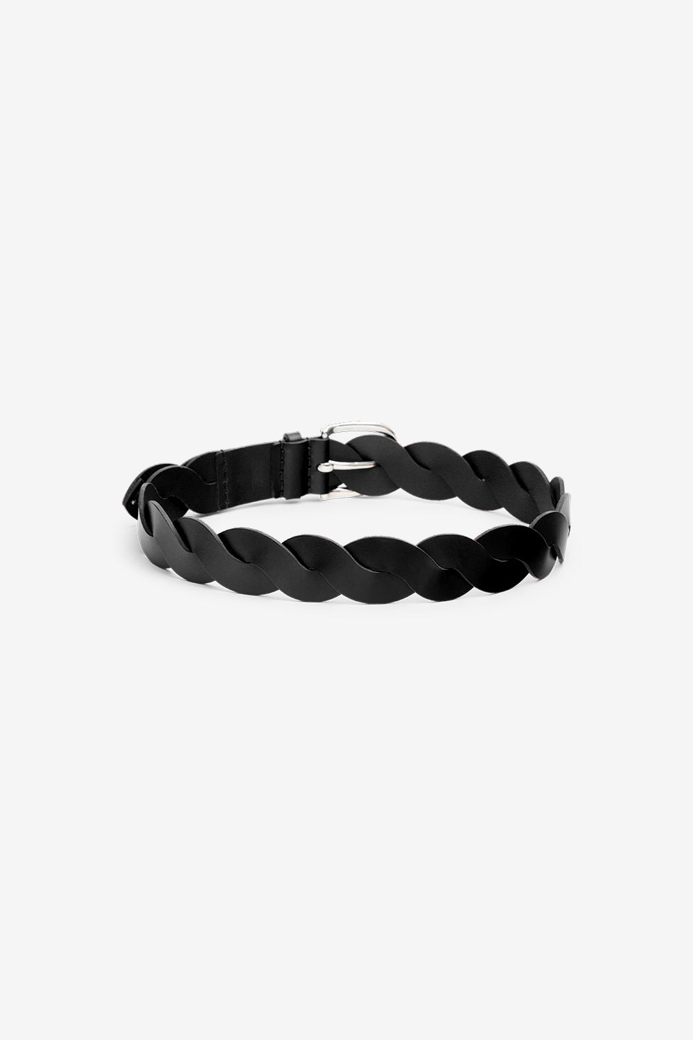 Zigza interwoven leather belt - Black - Woman - 2