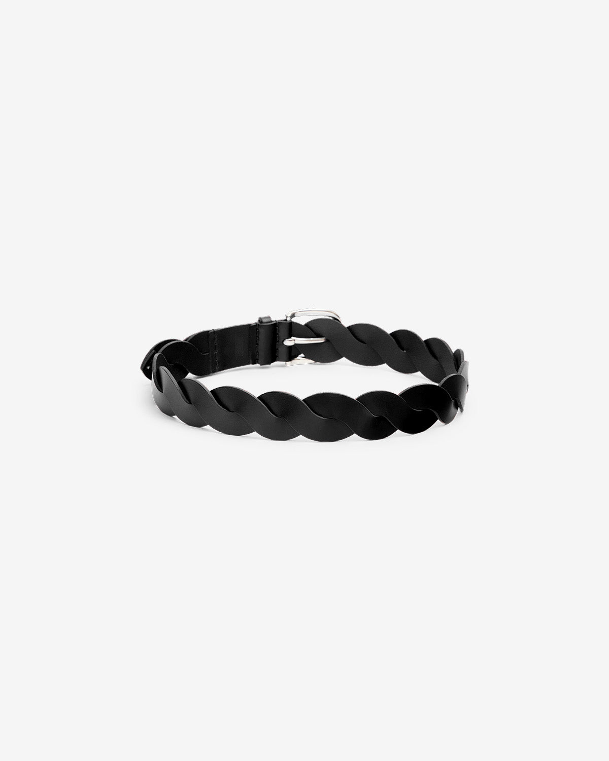 Zigza interwoven leather belt - Black - Woman - 2