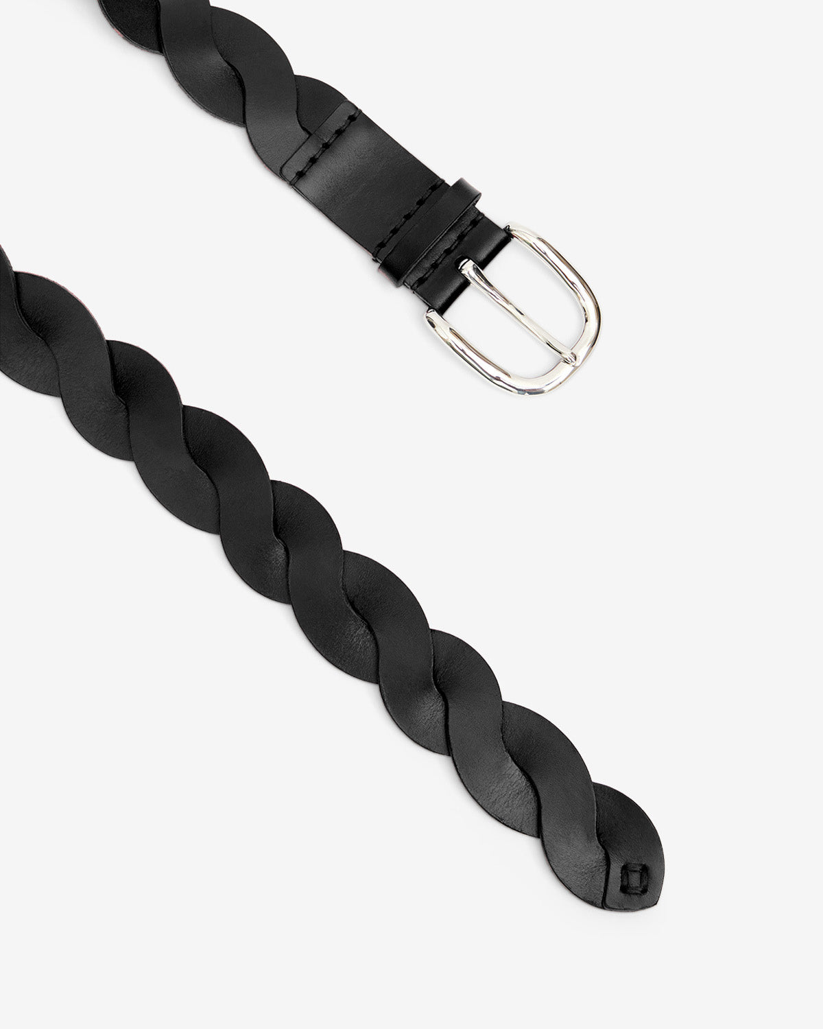 Zigza interwoven leather belt - Black - Woman - 3