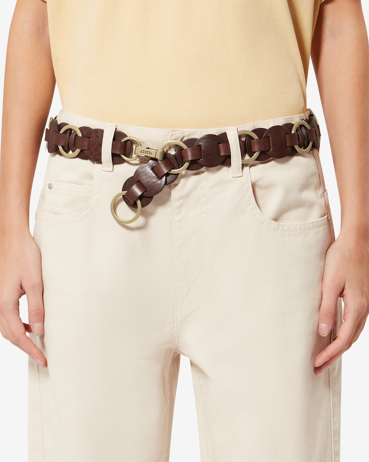 Ceinture en cuir avec anneaux lota - Orange - Woman - 4