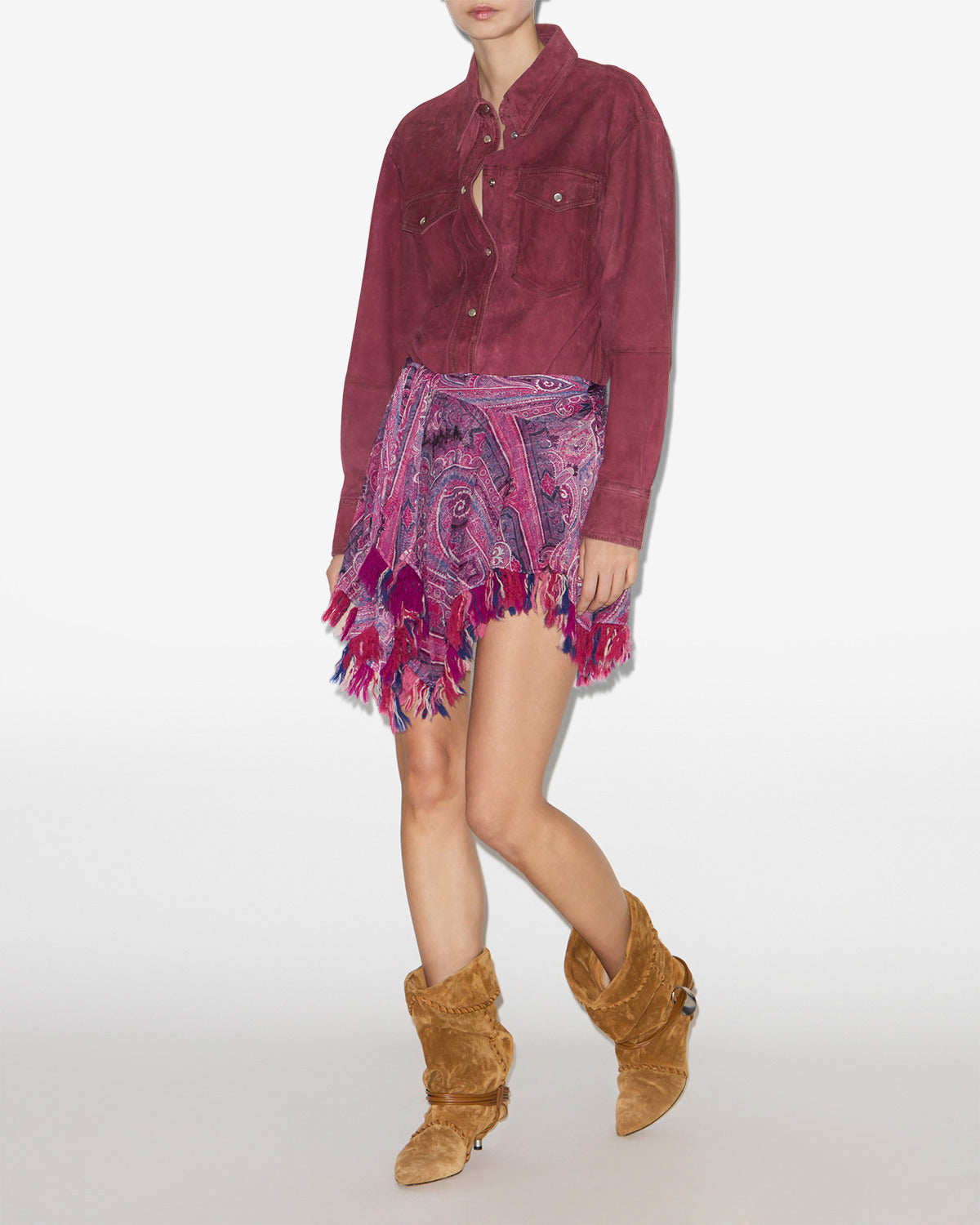 Camicia danisia in pelle scamosciata - Lampone - Woman - 1