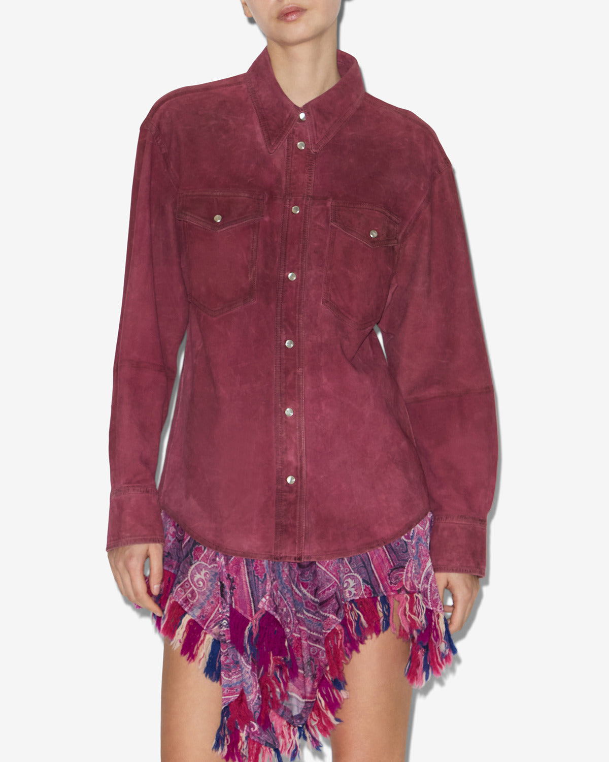 Camicia danisia in pelle scamosciata - Lampone - Woman - 3