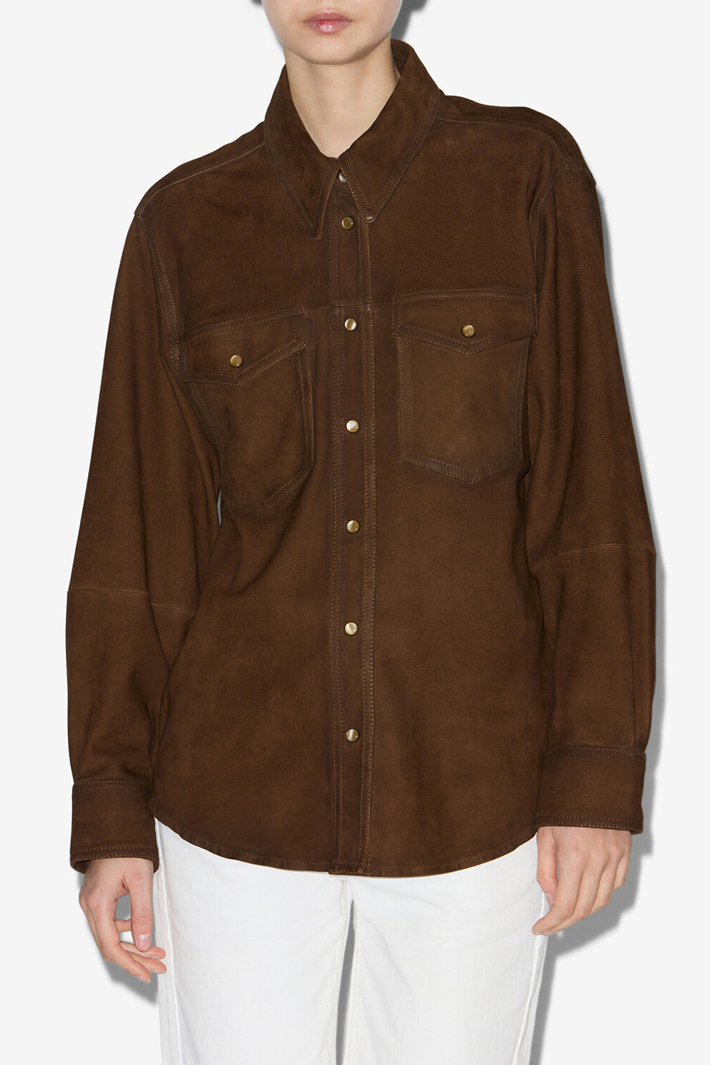 Danisia suede leather shirt - Brown - Woman - 4