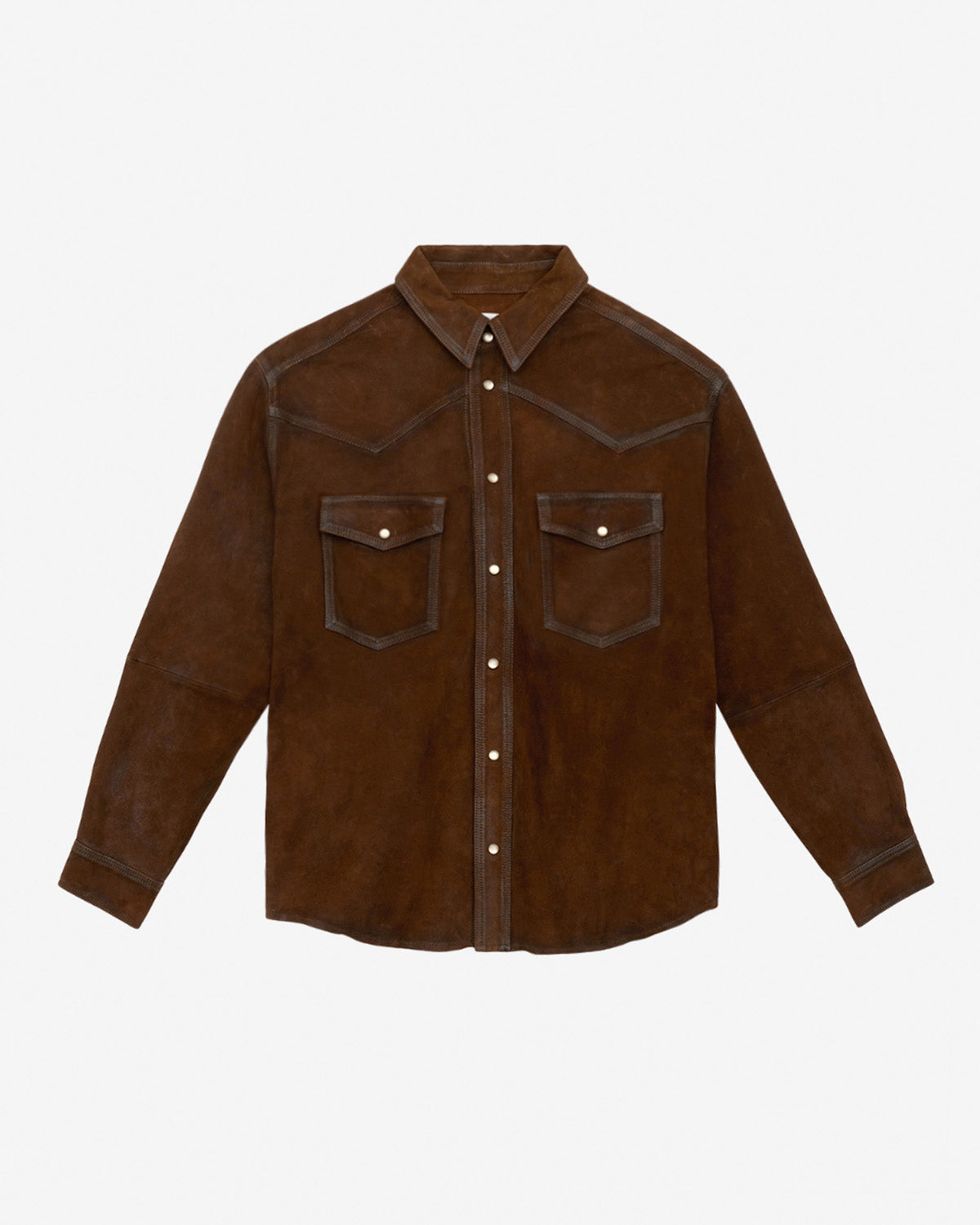 Adrian suede leather shirt - Brown - Man - 5