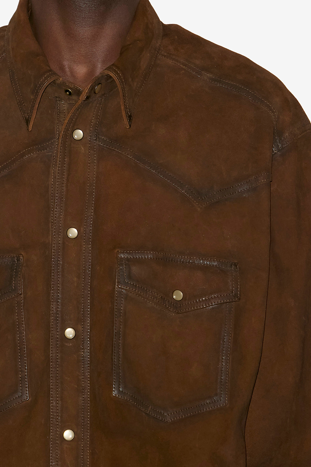 Adrian suede leather shirt - Brown - Man - 3