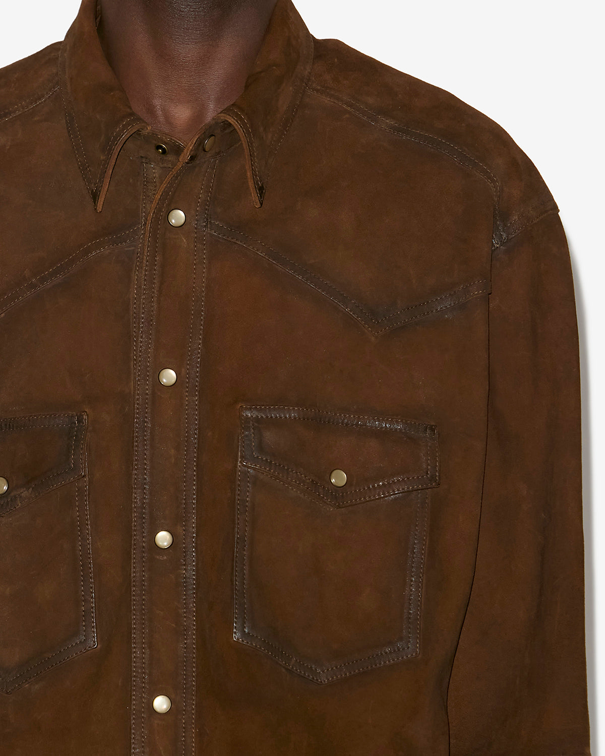 Adrian suede leather shirt - Brown - Man - 2