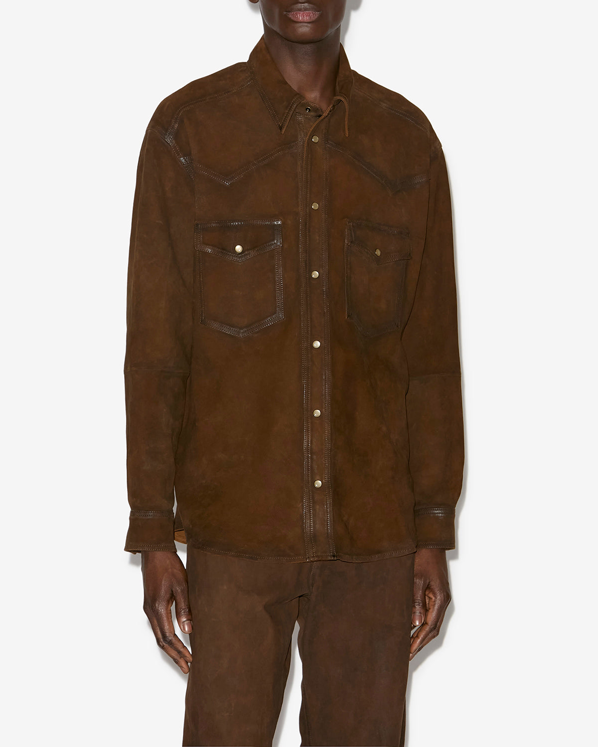 Adrian suede leather shirt - Brown - Man - 3