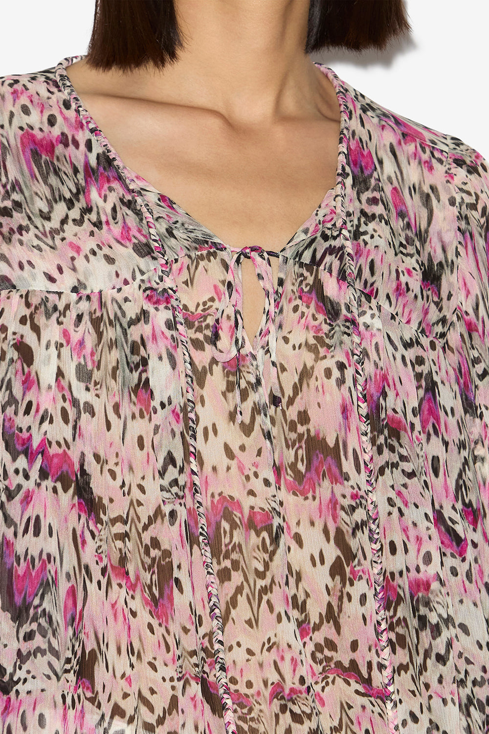 Blusa ametissa de seda estampada - Rosa - Woman - 3