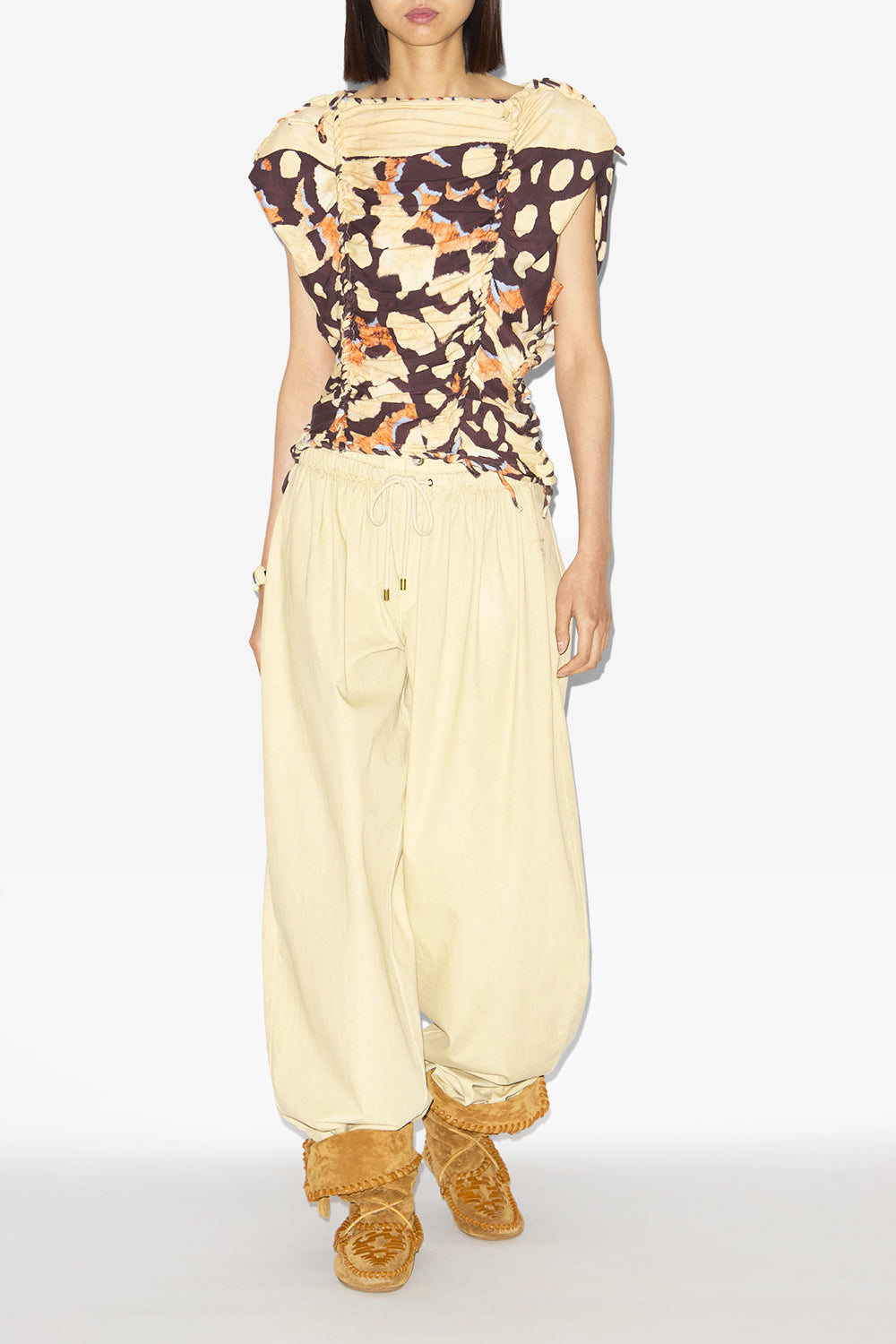 Zohra 프린트 브레이드 저지 탑 - 베이지색 - Woman - 2