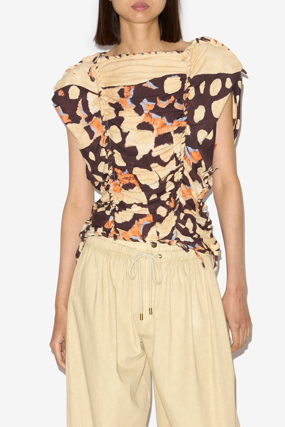 Zohra 프린트 브레이드 저지 탑 - 베이지색 - Woman - 4