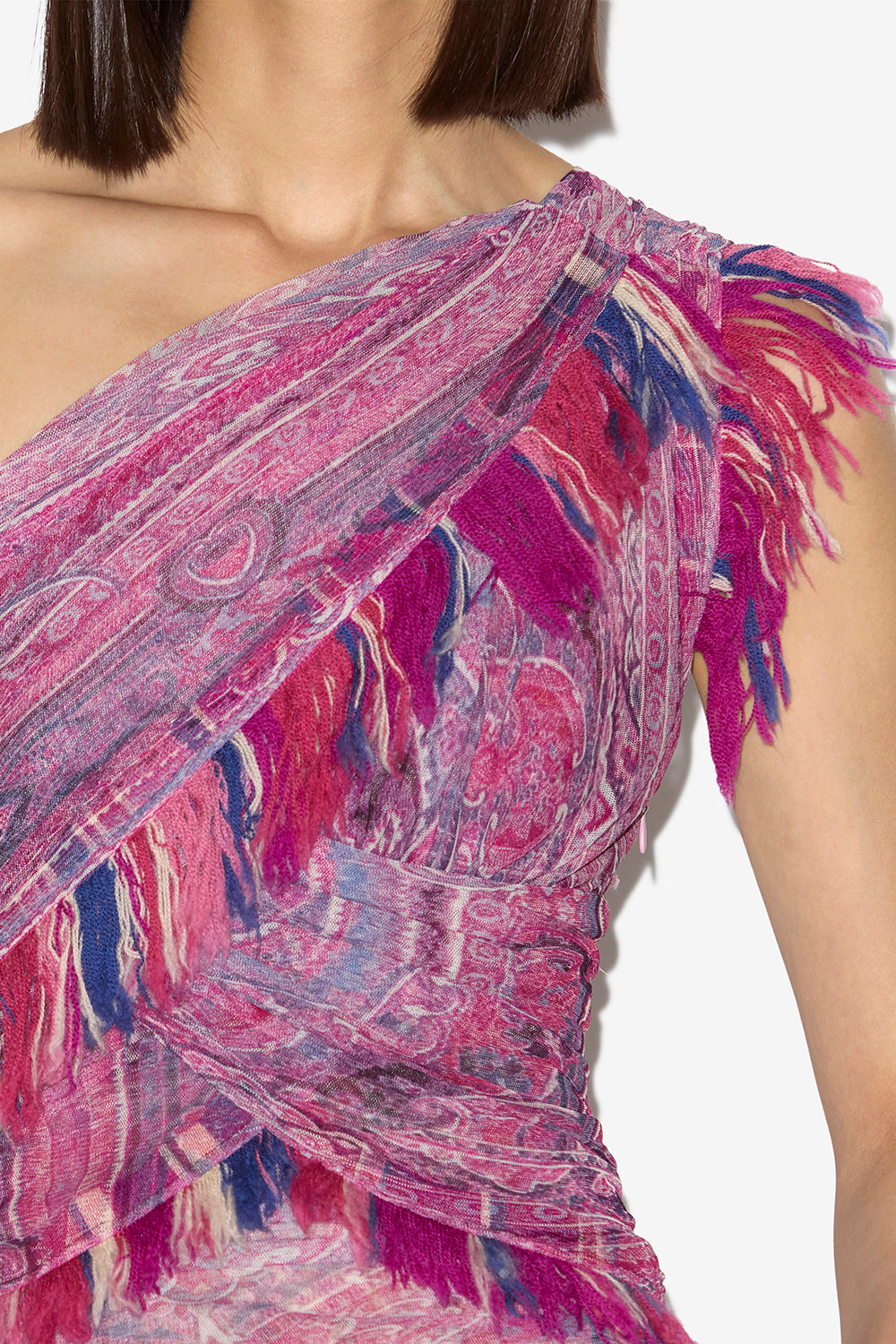 Devona asymmetrical printed tulle top - Pink - Woman - 3