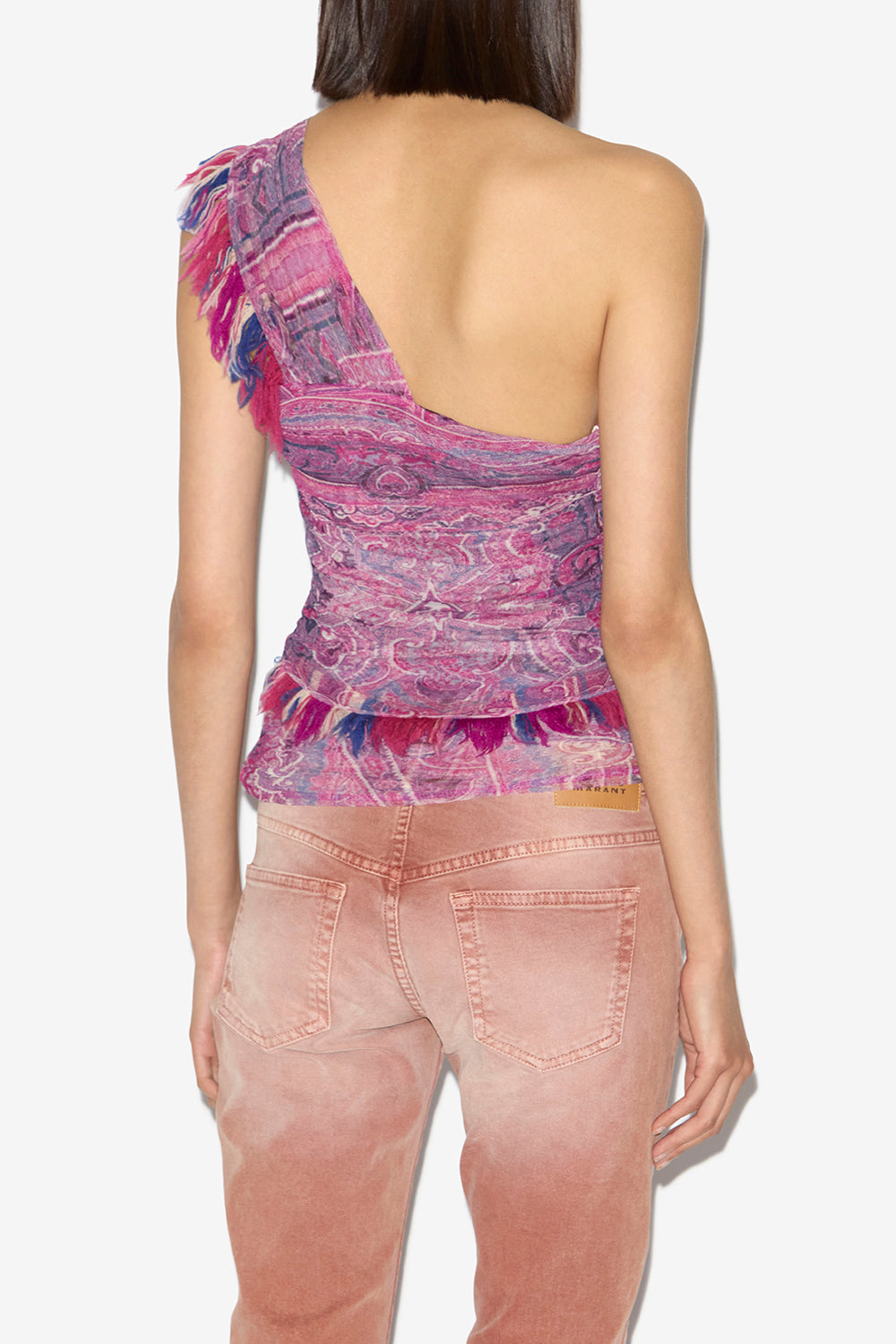 Devona asymmetrical printed tulle top - Pink - Woman - 5