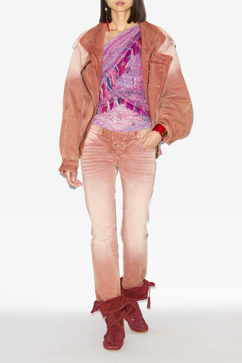 Devona asymmetrical printed tulle top - Pink - Woman - 2