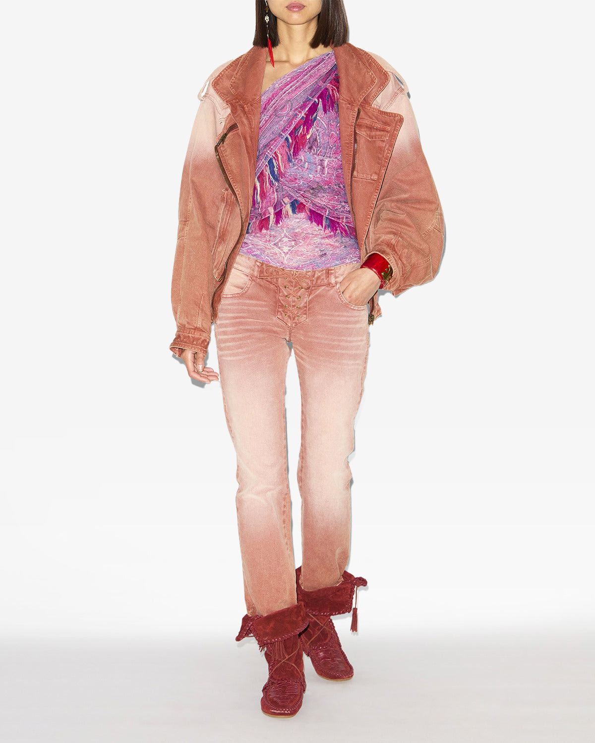 Devona asymmetrical printed tulle top - Pink - Woman - 1