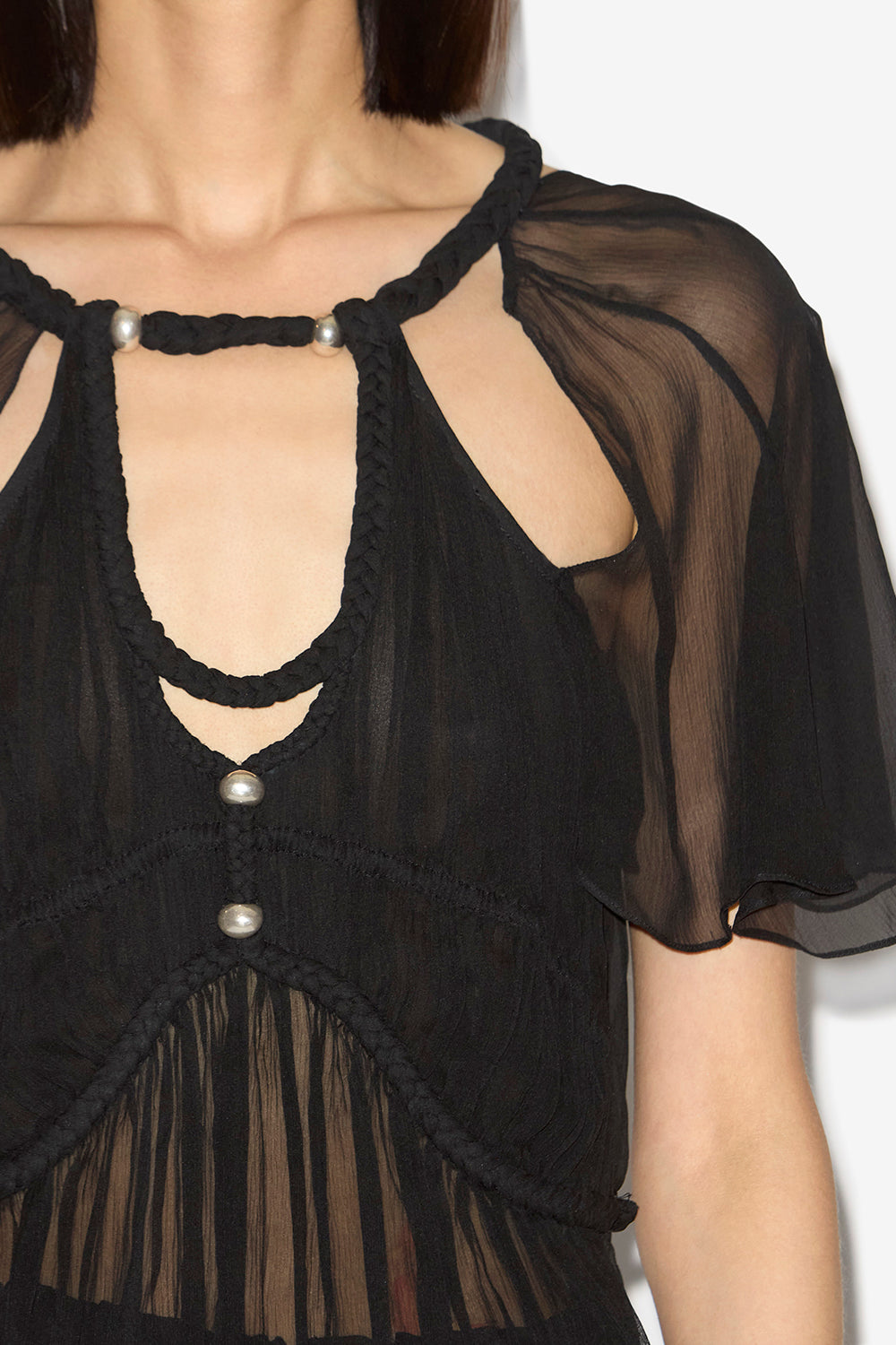 Rosaline gathered silk top - Black - Woman - 3