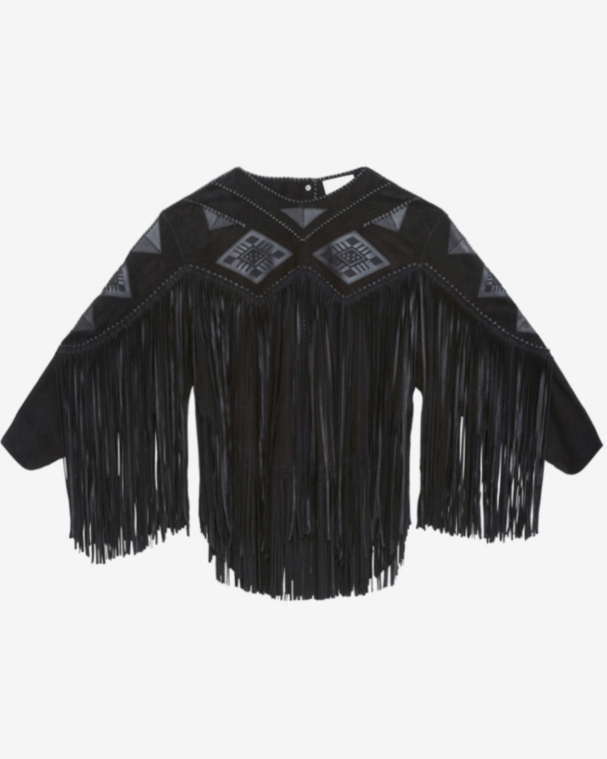 Dolci fringed suede leather top - Black - Woman - 5