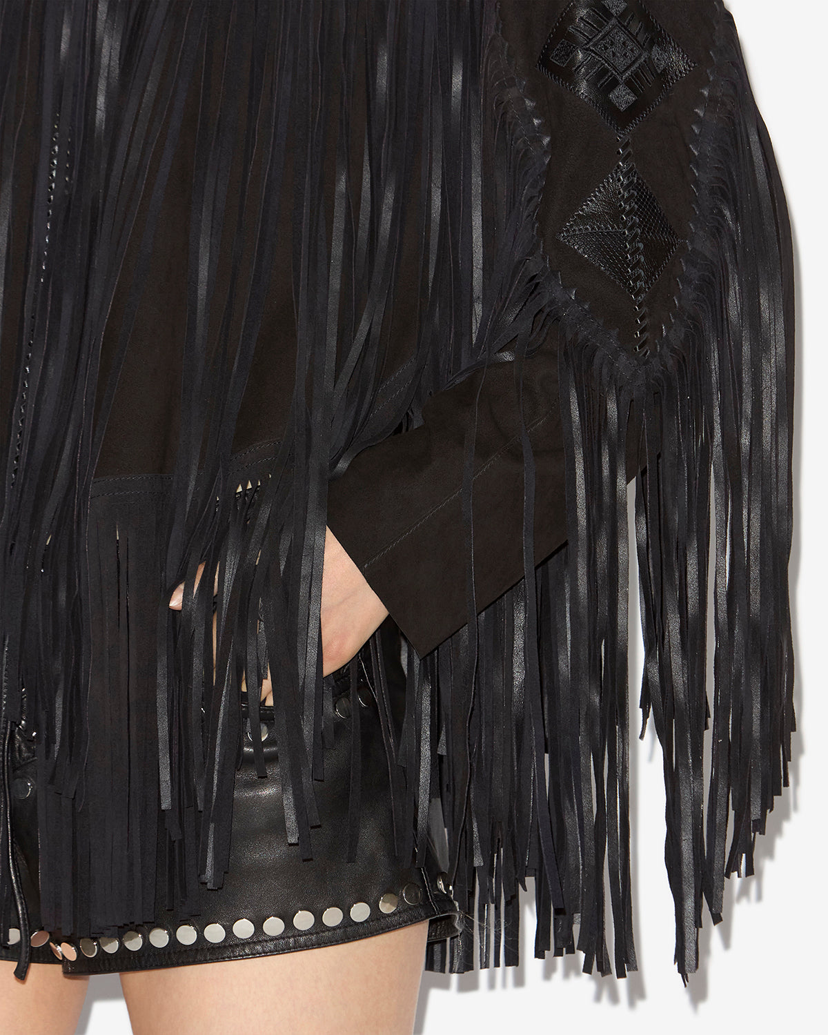 Dolci fringed suede leather top - Black - Woman - 2
