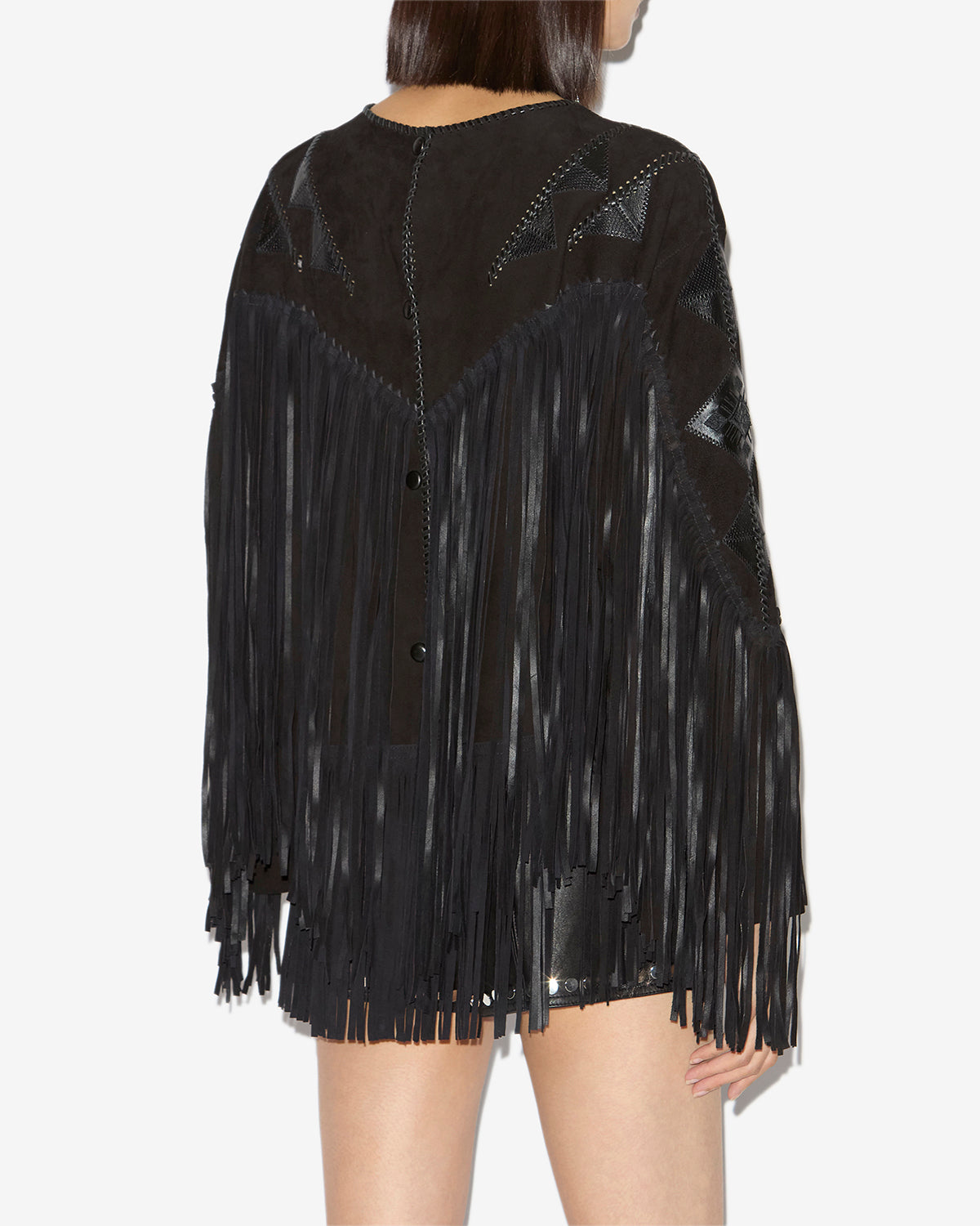 Dolci fringed suede leather top - Black - Woman - 4