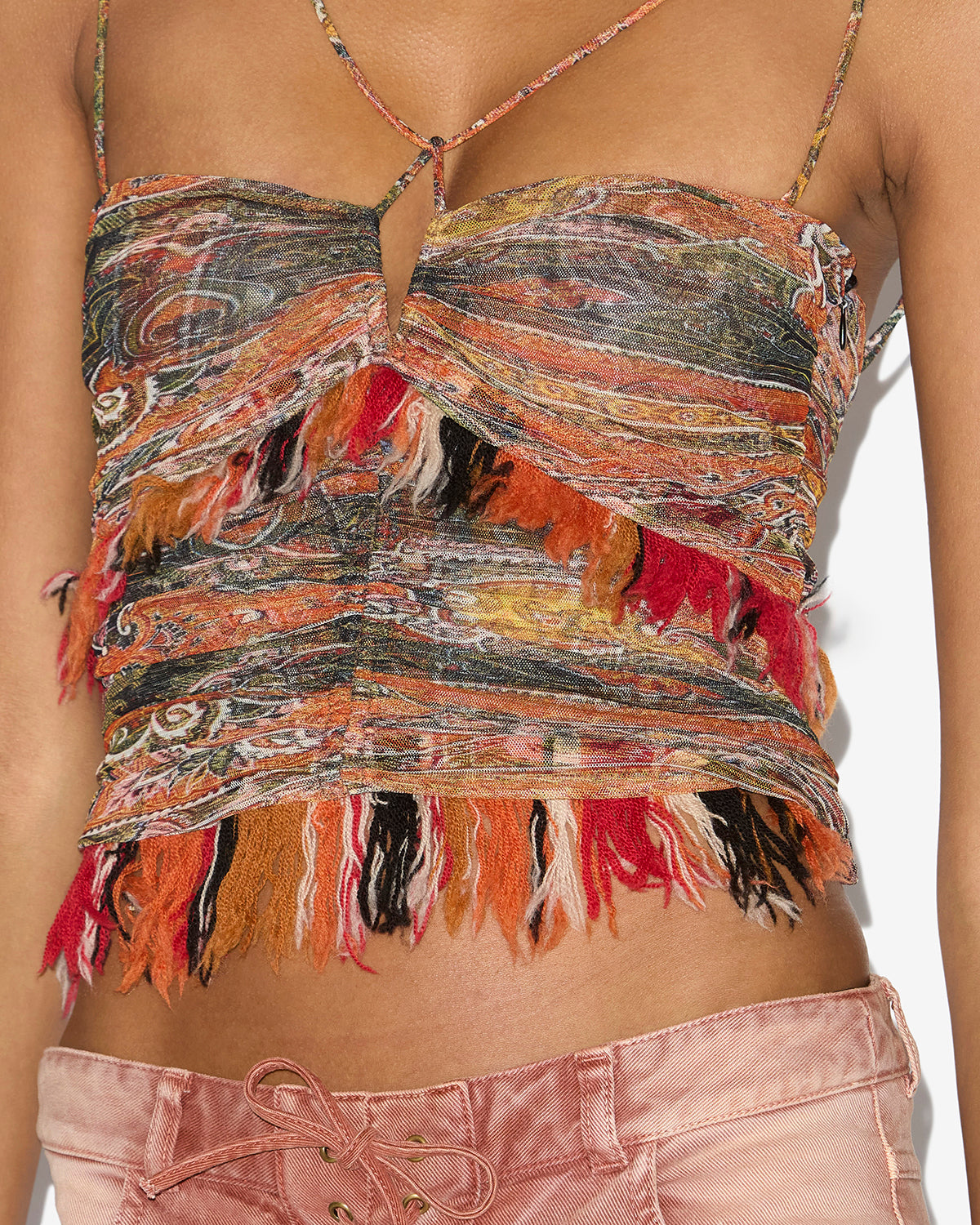 Darlene strappy printed tulle top - Orange - Woman - 2